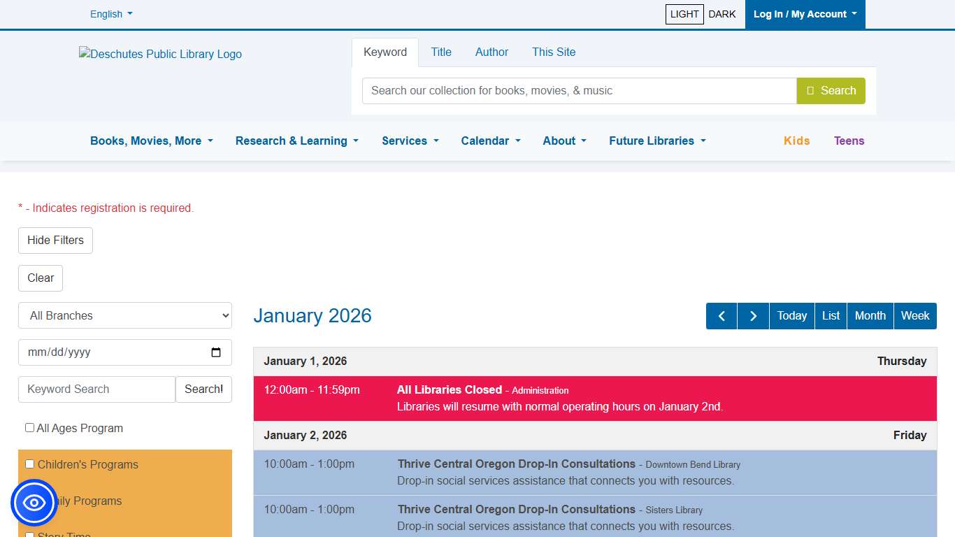 Full Calendar - Deschutes Public Library