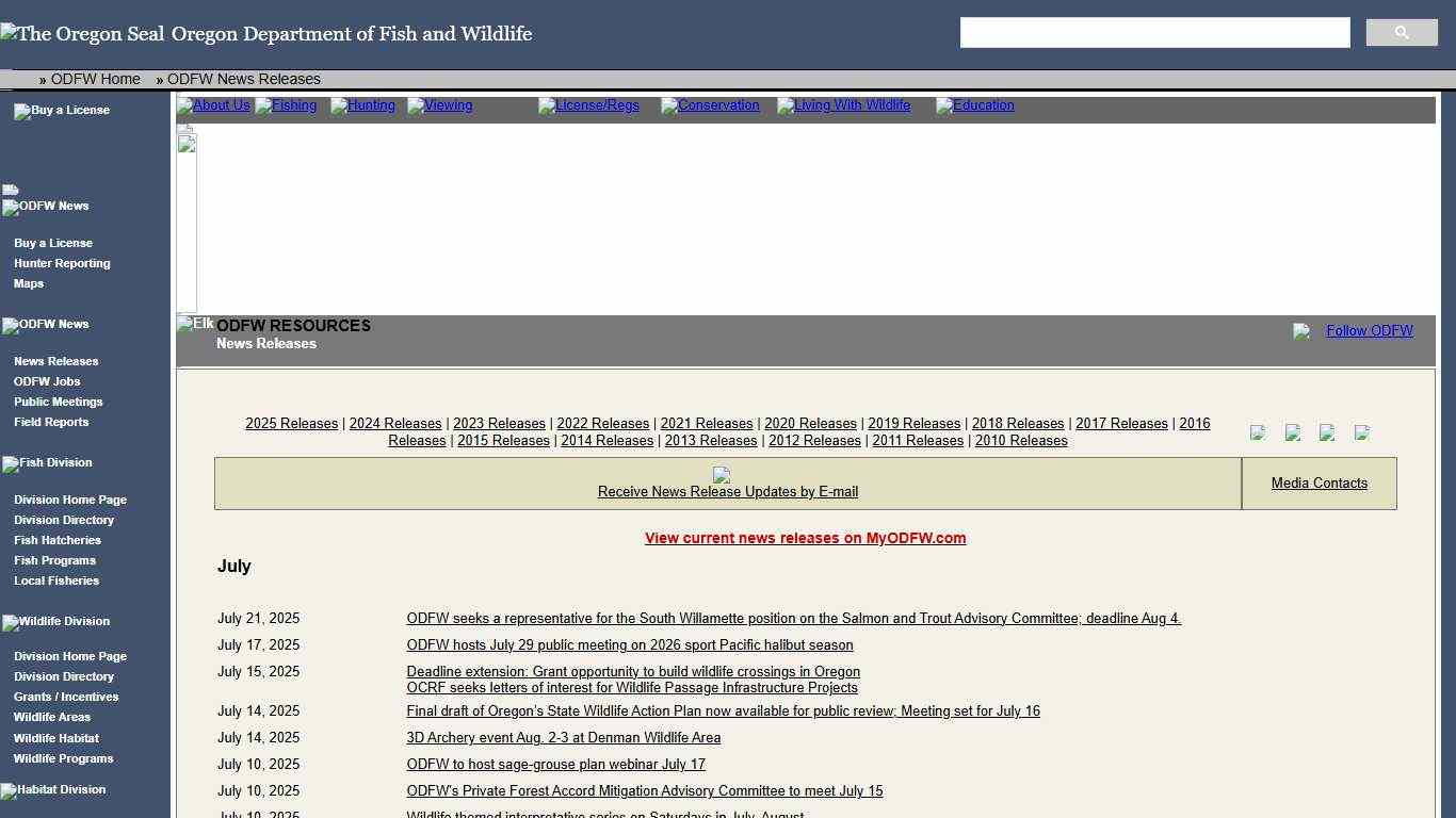 ODFW 2025 News Releases